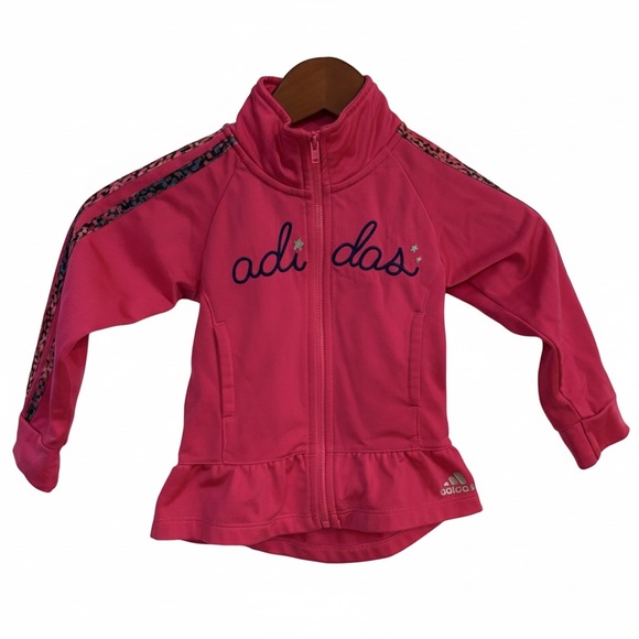 adidas Other - ADIDAS Toddler Girl 2T Hot Pink Peplum Ruffle Star Track Jacket Full Zip